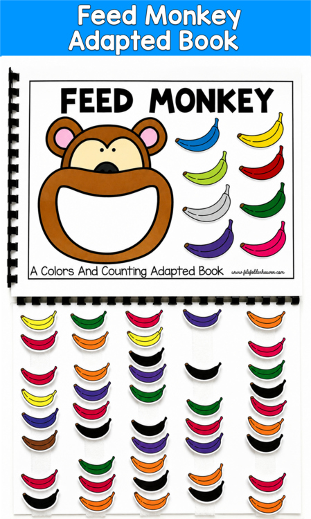 Feed Monkey Adapted Book | Colors Counting Number Words | SLP SPED Autism PreK