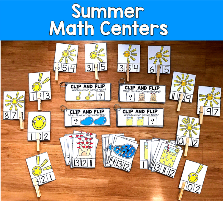 Summer Math Centers | Counting Number Sequencing Clip Cards 0-12 | SLP SPED Math