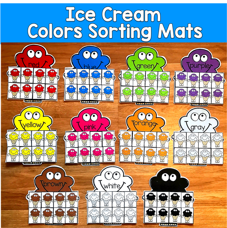 Ice Cream Colors Sorting Mats | Color Sort Summer | PreK SLP SPED Autism