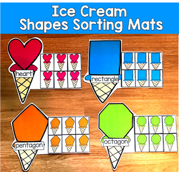 Ice Cream Shapes Sorting Mats | 2D Shapes Summer | PreK SLP SPED Autism