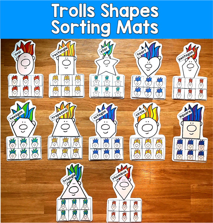 Troll 2D Shapes Sorting Mats | 12 Shape Mats Geometry | SLP SPED Autism Math