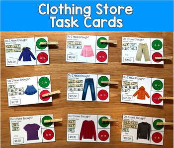 Do I Have Enough Money Clothing Store Task Cards | Money Math Life Skills SLP