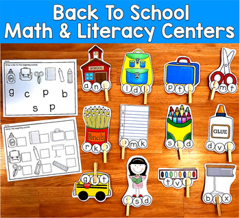 Back to School Math Literacy Centers | Letters Counting Rhyming | SLP SPED PreK