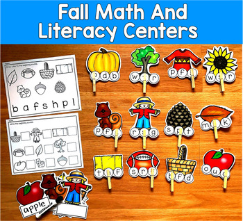 Fall Counting & Beginning Sounds Centers | Big Clip Cards | Math SPED Autism