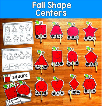 Fall Shape Centers | Identify Shapes & Shape Words Big Clip Cards | SPED Autism