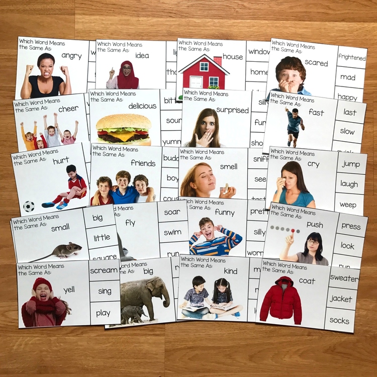 Synonyms Task Cards (w/Real Photos)