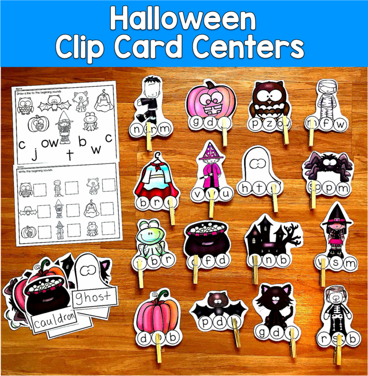 Halloween Clip Cards | Counting Numbers Beginning Sounds | SLP SPED Autism PreK