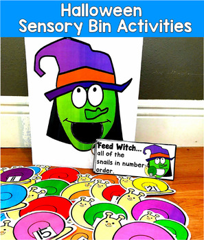 Halloween Sensory Bin | Feed Witch Rhyming Numbers Colors | SLP SPED Autism PreK