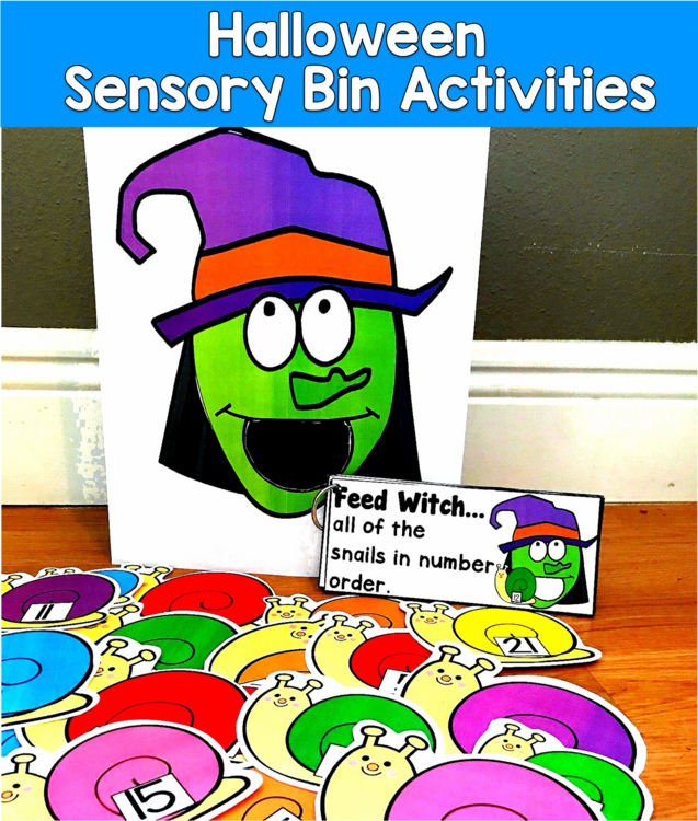 Halloween Sensory Bin | Feed Witch Rhyming Numbers Colors | SLP SPED Autism PreK