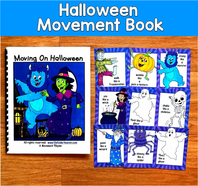 Halloween Movement Cards & Book | Brain Breaks Gross Motor | SPED Autism OT PreK