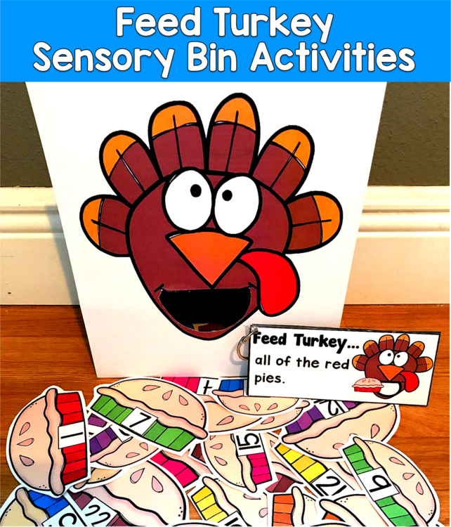 Thanksgiving Sensory Bin | Feed Turkey Rhyming Colors Numbers | SLP SPED Autism
