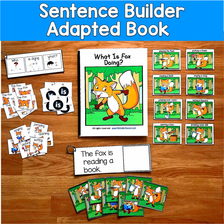 Fox Sentence Builder Book | Action Words Verbs & Sentences | SLP Speech SPED