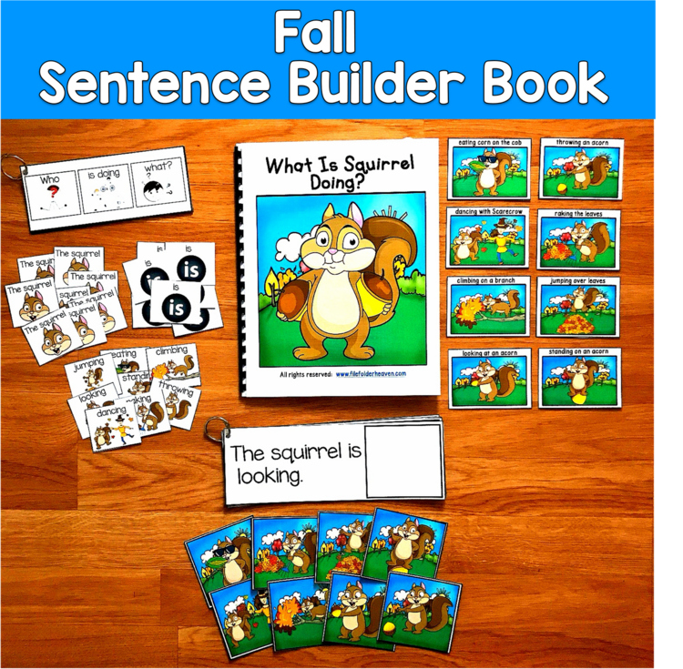 Fall Sentence Builder Book | Action Words Verbs & Sentences | SLP Speech SPED