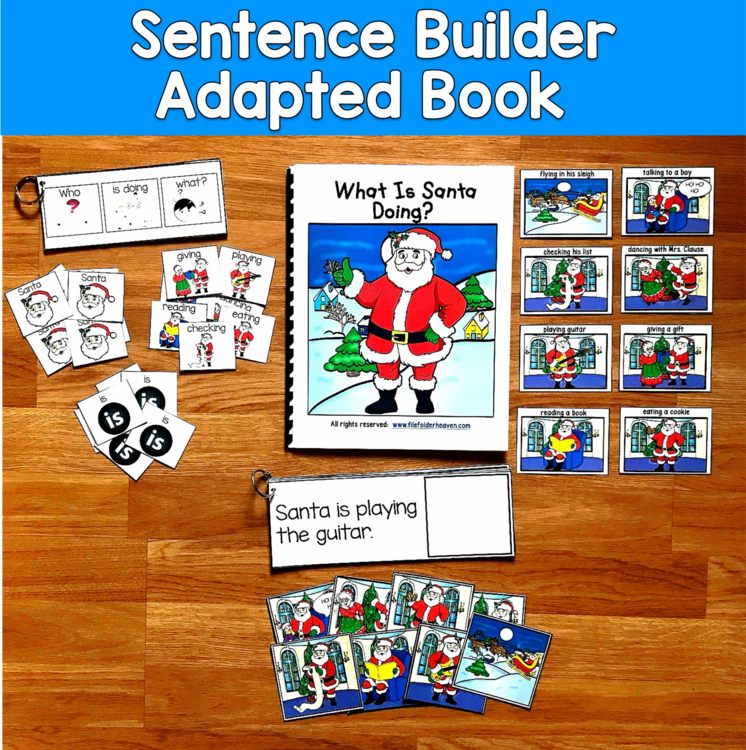 Christmas Sentence Builder Book | Action Words Verbs & Sentences | SLP SPED