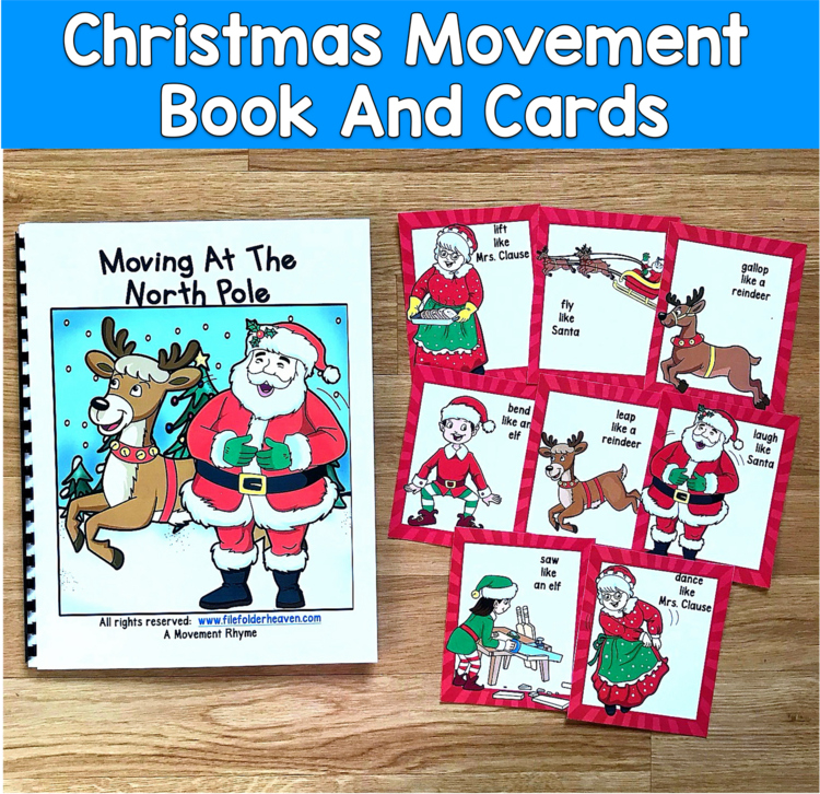 Christmas Movement Book & Cards | Brain Breaks Gross Motor | SPED Autism PreK