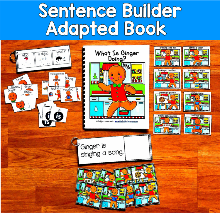 Gingerbread Sentence Builder Book | Action Words Verbs & Sentences | SLP SPED