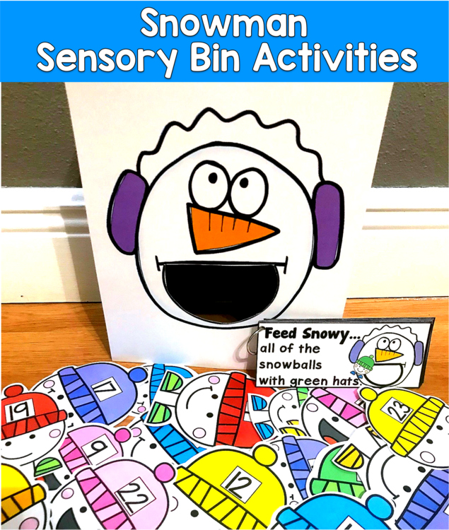 Snowman Sensory Bin | Winter Rhyming Colors Numbers | SLP SPED Autism OT