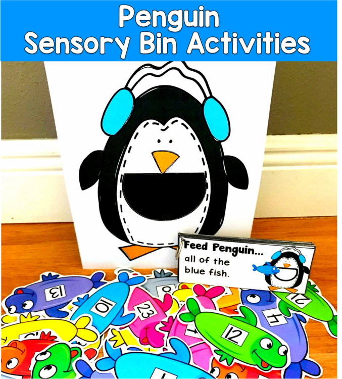 Penguin Sensory Bin | Feed Rhyming Numbers Colors | Winter SLP SPED Autism