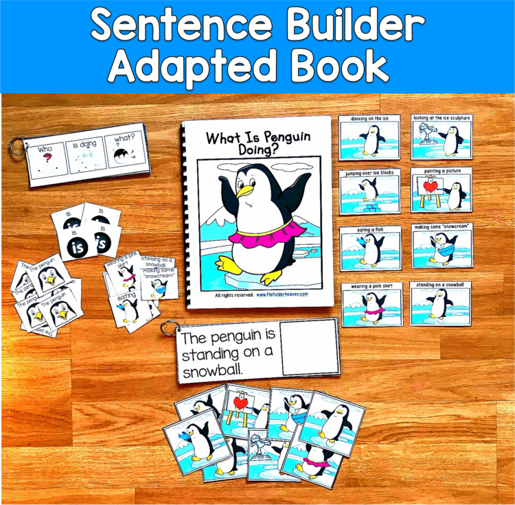 Penguin Sentence Builder Book | Action Words Verbs & Sentences | SLP SPED