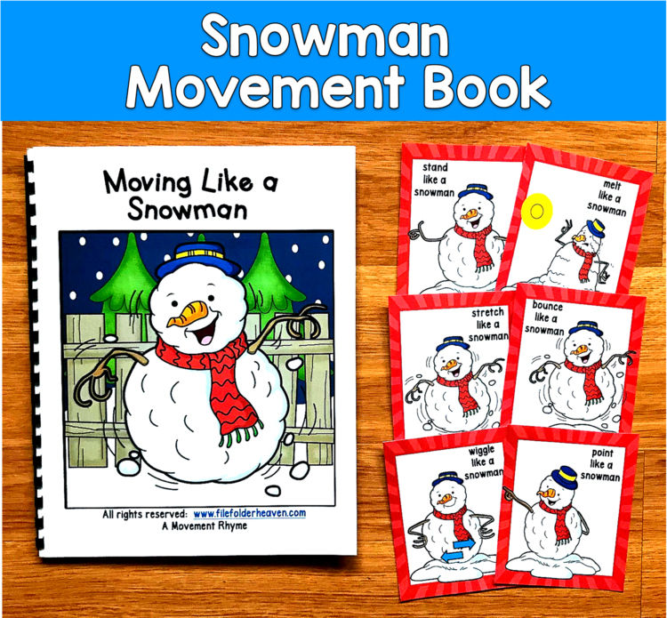 Snowman Movement Book & Cards | Winter Brain Break Gross Motor | SLP SPED OT APE