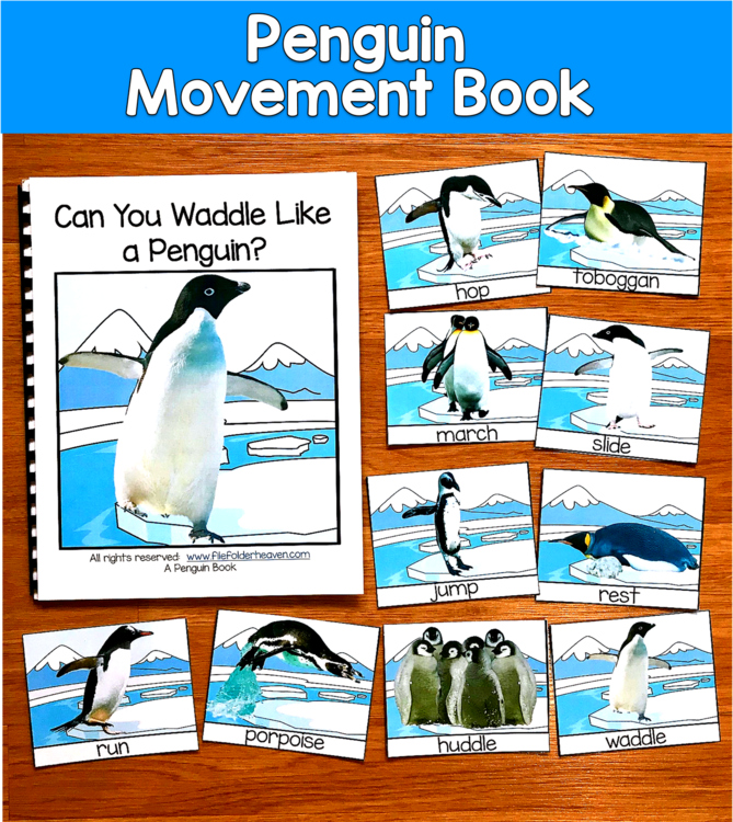 Penguin Movement Book Real Photos | Winter Gross Motor | SLP SPED OT APE