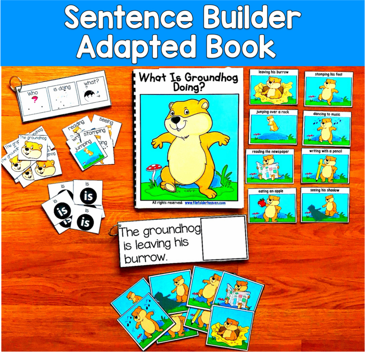 Groundhog Day Sentence Builder Book | Action Words Verbs & Sentences | SLP SPED