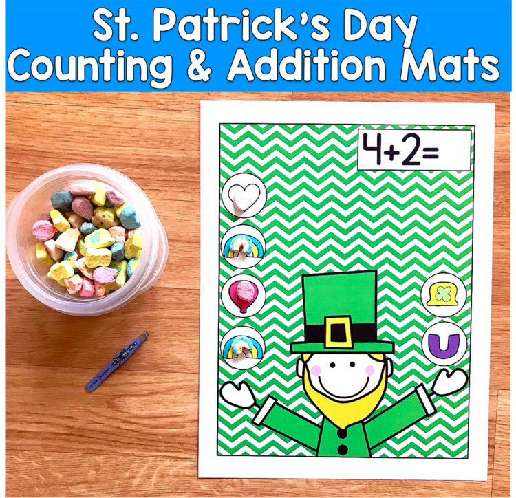 St Patricks Day Counting & Addition Mats | Number Sense Fine Motor | PreK SPED