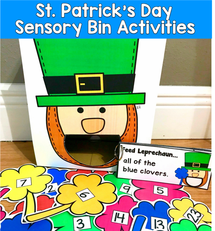 St Patricks Day Sensory Bin | Feed Leprechaun Rhyming Numbers | SLP SPED Autism