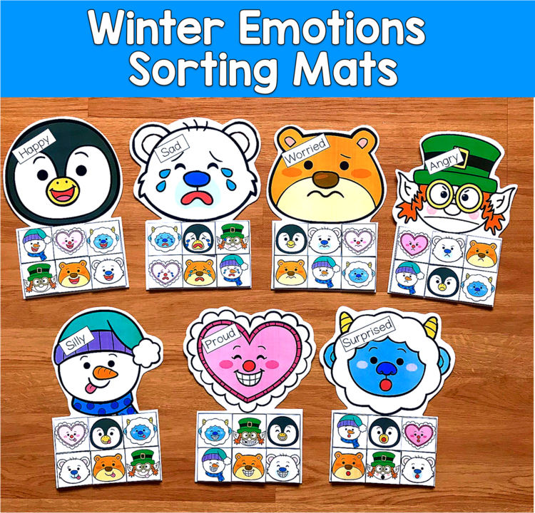 Winter Emotions Sorting Mats | Feelings SEL Identification | SLP SPED Counselor