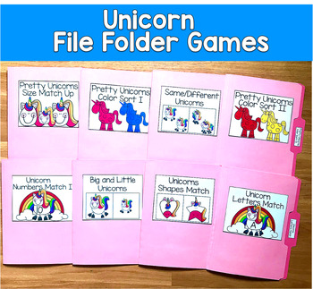 Unicorn File Folder Games Mini-Bundle | Matching Sorting | PreK SLP SPED Autism