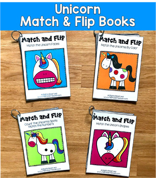 Unicorn Match and Flip Books | Color Shape Counting Matching | SLP SPED Autism