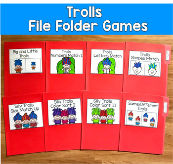 Trolls File Folder Games Mini-Bundle | Matching Sorting | SLP SPED Autism