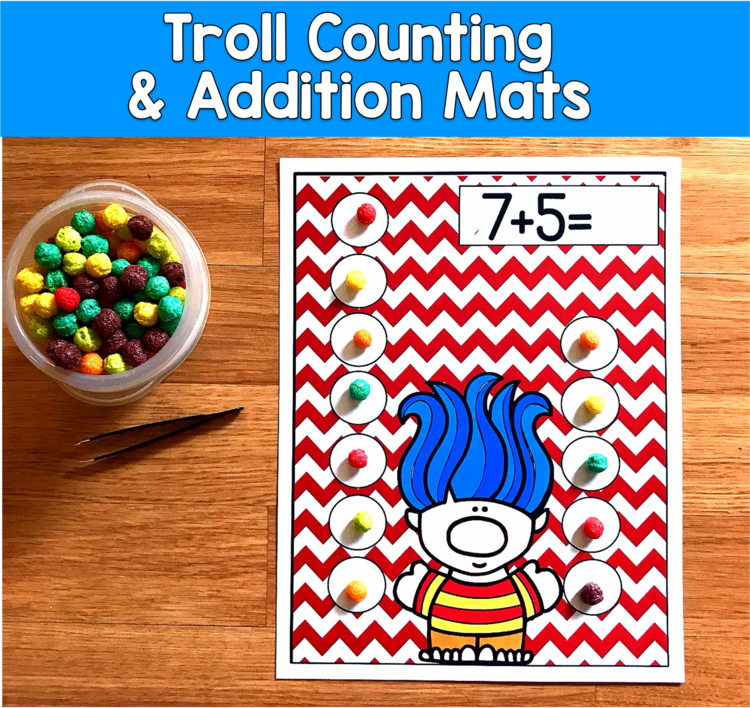 Troll Counting & Addition Mats | Number Sense Fine Motor | Math PreK SPED Altern