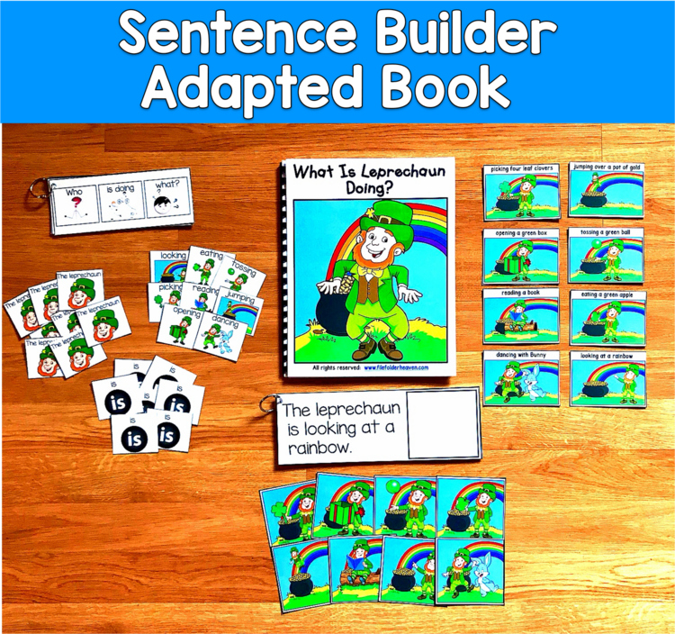Leprechaun Sentence Builder Book | Action Words Verbs & Sentences | SLP SPED