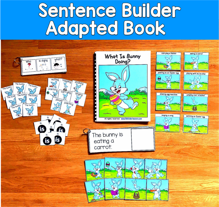 Bunny Sentence Builder Book | Action Words Verbs & Sentences | SLP Speech SPED