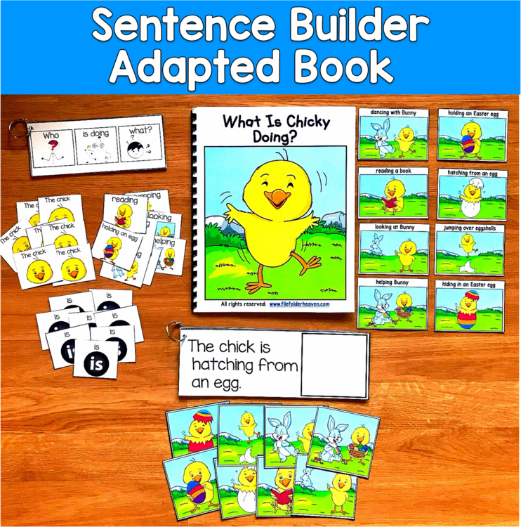 Chick Sentence Builder Book | Action Words Verbs & Sentences | SLP Speech SPED