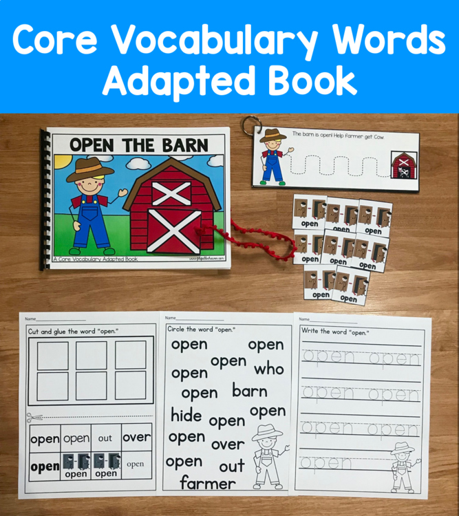 Core Vocabulary Adapted Book:  "Open The Barn" Core Word Open