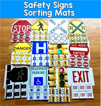 Safety Signs Sorting Mats Real Photos | Life Skills Environmental Signs | SLP