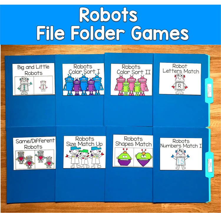 Robot File Folder Games Mini-Bundle | STEM Matching Sorting | SLP SPED Autism