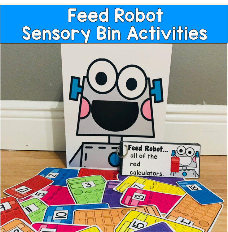 Robot Sensory Bin Activities | Fine Motor, Colors, Numbers, Rhyming & Language