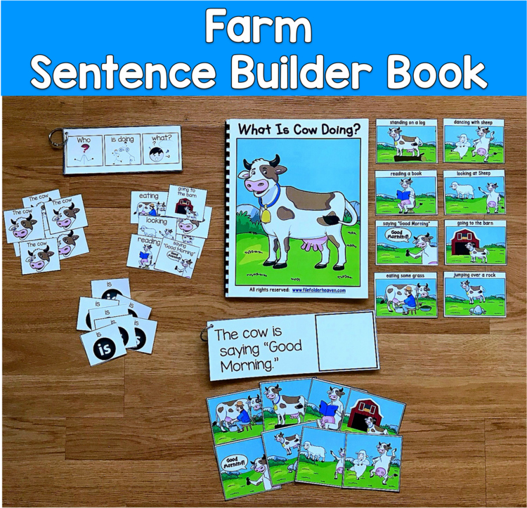 Farm Sentence Builder Book | Action Words Verbs & Sentences | SLP Speech SPED