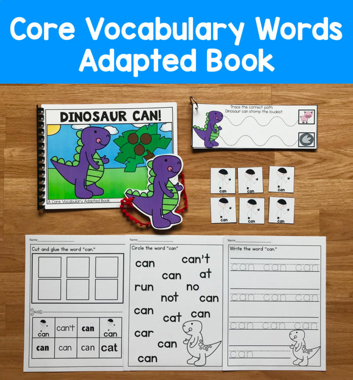 Core Vocabulary Adapted Book:  "Dinosaur Can!" Core Word Can