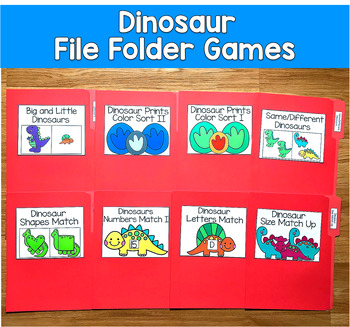 Dinosaur File Folder Games Mini-Bundle | Matching Sorting |PreK SLP SPED Autism
