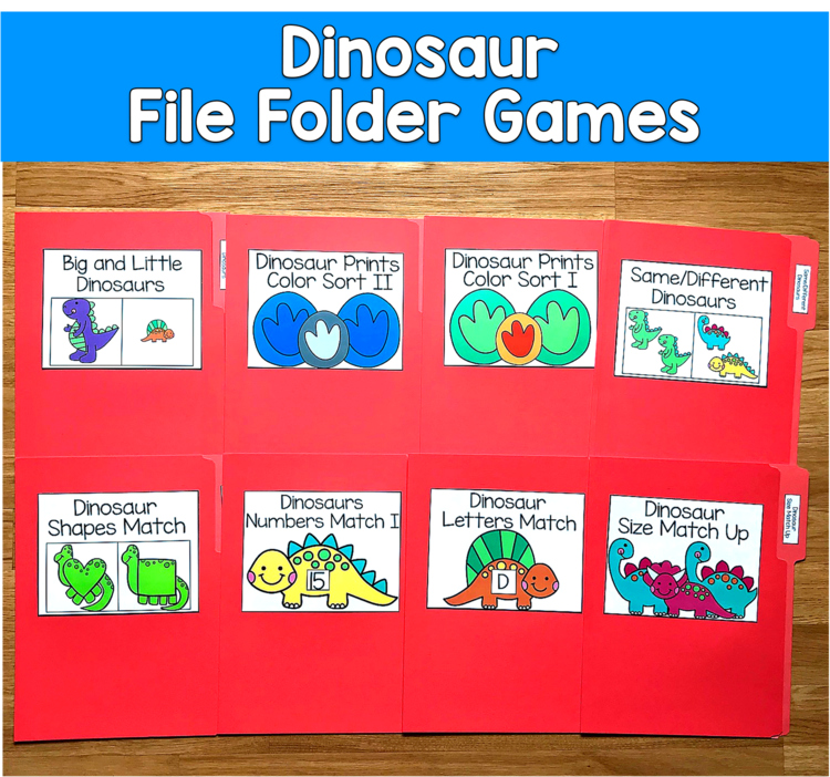 Dinosaur File Folder Games Mini-Bundle | Matching Sorting |PreK SLP SPED Autism