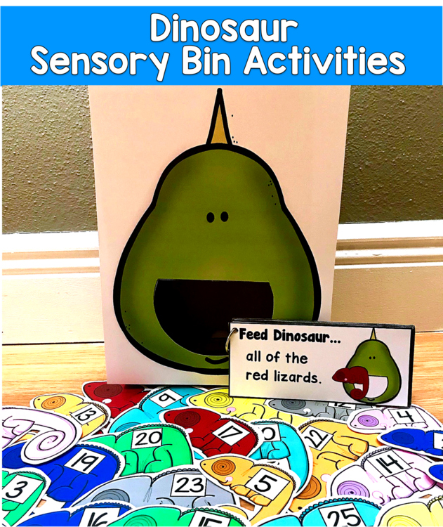Dinosaur Sensory Bin Activities | Colors Numbers Rhyming | OT SLP SPED Autism