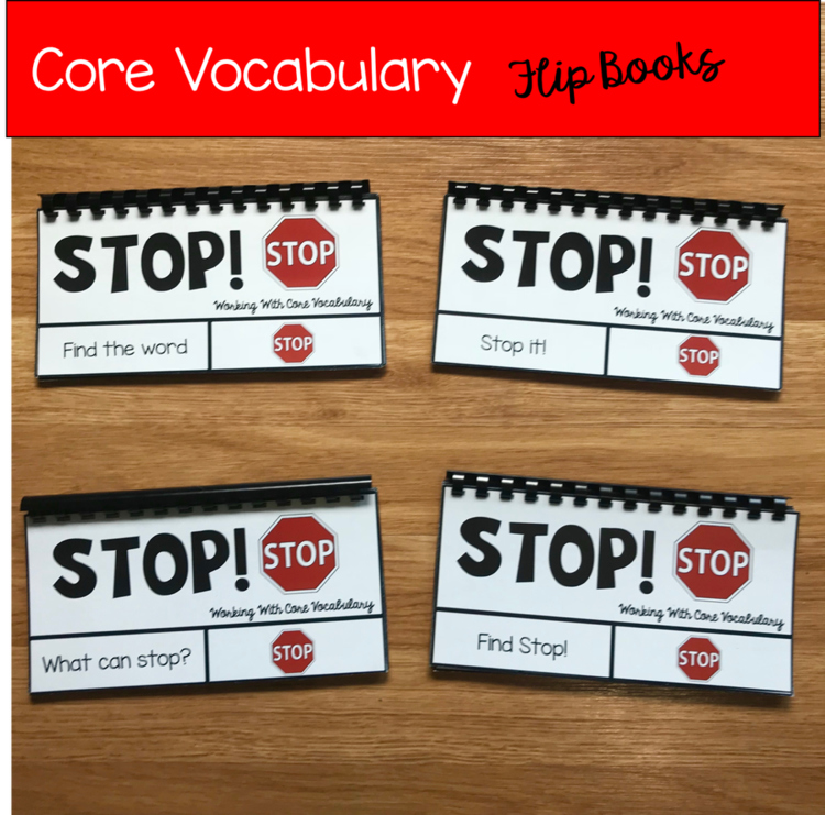 Core Vocabulary Flip Books:  "Working With the Word Stop"