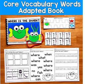 Core Vocabulary Adapted Book:  "Where Is The Shark?" Core Word Where