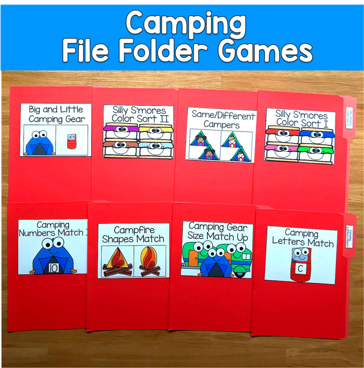 Camping File Folder Games Mini-Bundle | Matching Sorting | SLP SPED Autism
