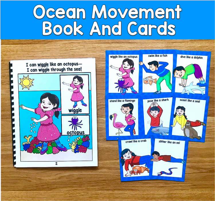 Ocean Movement Book & Cards | Brain Breaks Gross Motor | SPED Autism OT PreK