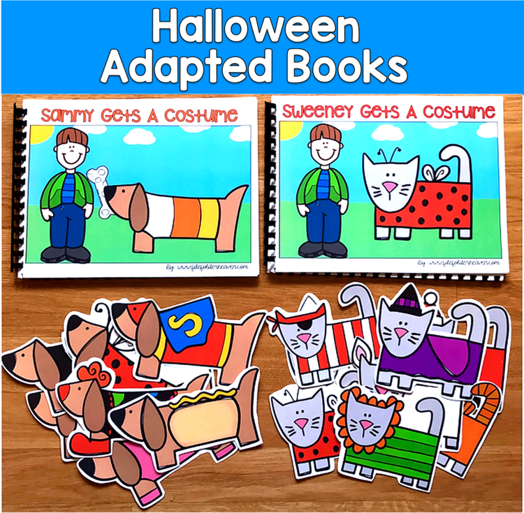 Halloween Sequencing Adapted Books | Story Retell Sequencing 2 Books | SLP SPED